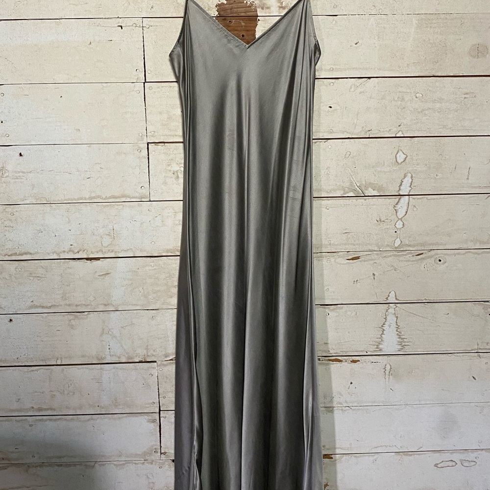 DKNY grey silk slip dress